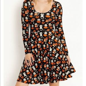 Blackmilk Meowlloween Black Toastie Long Sleeves LONGLINE Dress